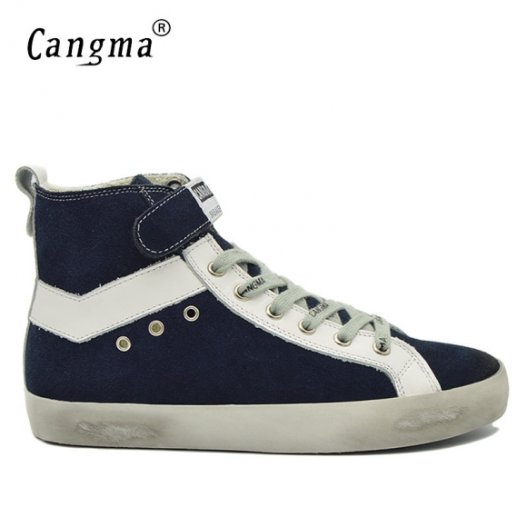 Customize CANGMA Brand Retro Genuine Leather Men Sneakers CMH008