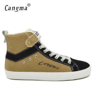 Customize CANGMA Brand Retro Genuine Leather Men Sneakers CMH005