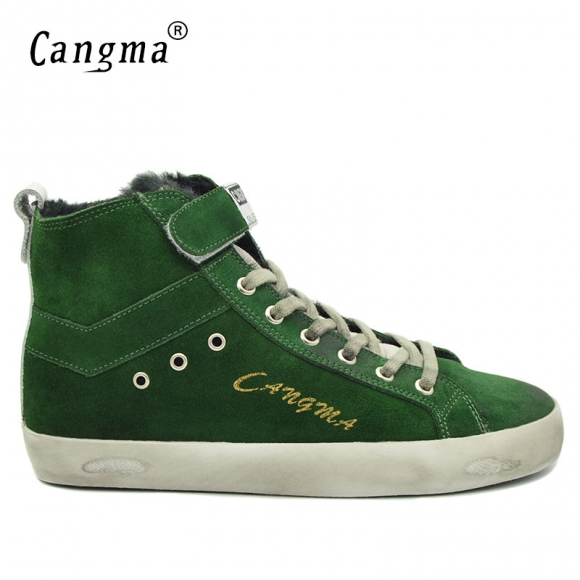 Customize CANGMA Brand Retro Genuine Leather Men Sneakers CMH006