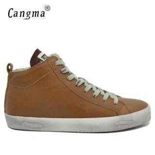 Customize CANGMA Brand Retro Genuine Leather Men Sneakers CMM009